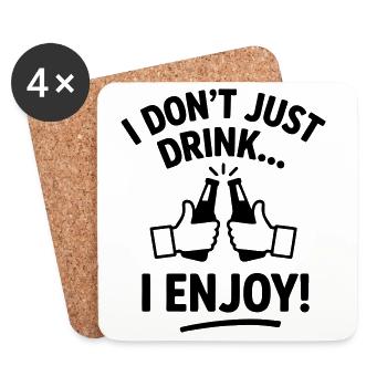 Ich Trinke Nicht Nur Ich Genieße Lustig Bier - Untersetzer (4er-Set) - Weiß - Vorne