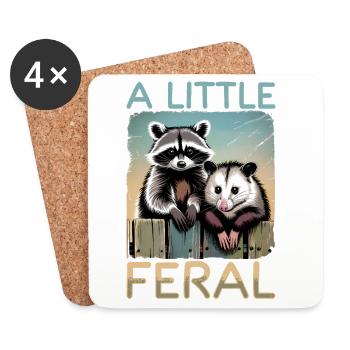 Funny Opossum and Raccoon - Untersetzer (4er-Set) - Weiß - Vorne