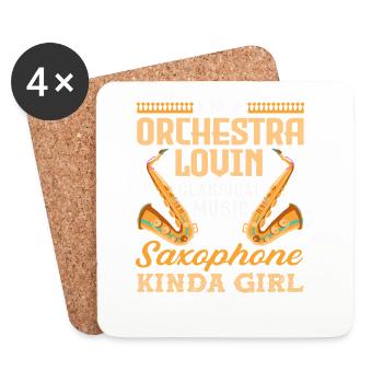Amoureuse du saxophone, fille un peu amoureuse, passionnée de saxophoniste - Dessous de verre (lot de 4) - blanc - Devant