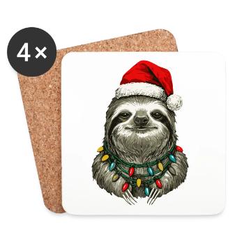 Noël paresseux - Dessous de verre (lot de 4) - blanc - Devant