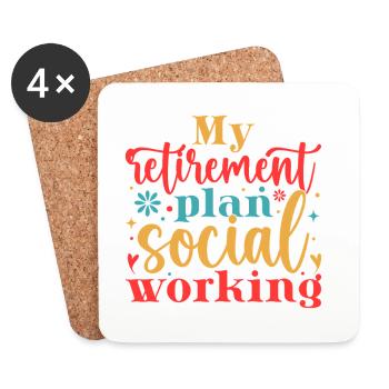 Citation de mon programme de retraite Travail social - Dessous de verre (lot de 4) - blanc - Devant