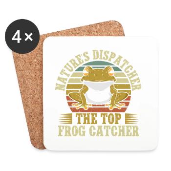 Attrapeur de grenouilles, répartiteur, grenouille - Dessous de verre (lot de 4) - blanc - Devant
