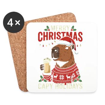 Pull de fête de Noël Capybaras - Dessous de verre (lot de 4) - blanc - Devant