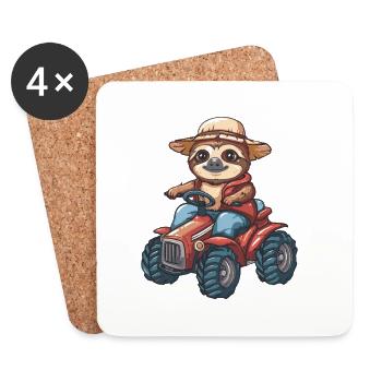 Éleveur de tracteurs paresseux - Dessous de verre (lot de 4) - blanc - Devant