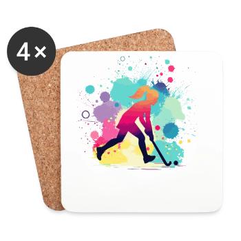 Hockey sur gazon, joueur de hockey sur gazon, hockey - Dessous de verre (lot de 4) - blanc - Devant