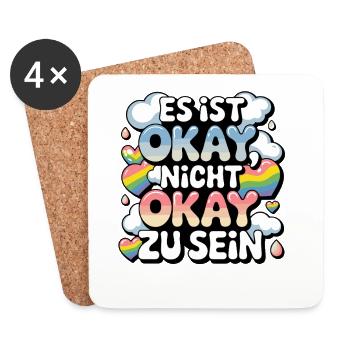  Es Ist Okay Nicht Okay Zu Sein Regenbogen Pride - Untersetzer (4er-Set) - Weiß - Vorne