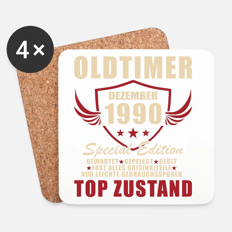 Oldtimer Dezember 1990 Sonderedition - Untersetzer (4er-Set) - Weiß