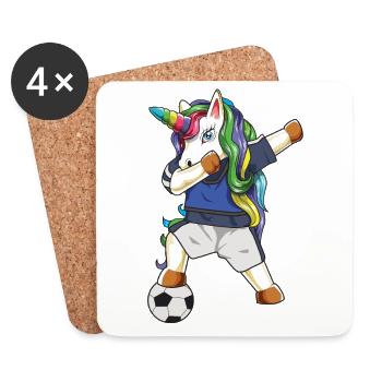 Einhorn-Fußball Dabbing Football Lustiger Magischer Spor - Untersetzer (4er-Set) - Weiß - Vorne