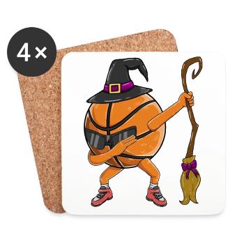 Dabbing Basketball Witch Funny Halloween Sports Fa - Coasters (set of 4) - white - Front