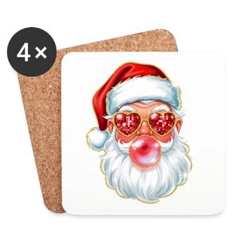 Süßer Weihnachtsmann-Kaugummi Kaugummi - Untersetzer (4er-Set) - Weiß - Vorne