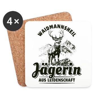 Waidmannsheil - Passionate hunter - Coasters (set of 4) - white - Front