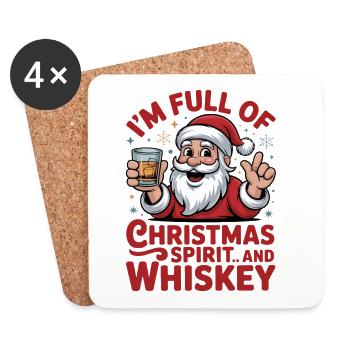 Santa Whiskey Christmas Spirit - Dessous de verre (lot de 4) - blanc - Devant