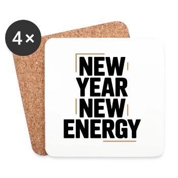 Typographie de l’énergie du Nouvel An - Dessous de verre (lot de 4) - blanc - Devant