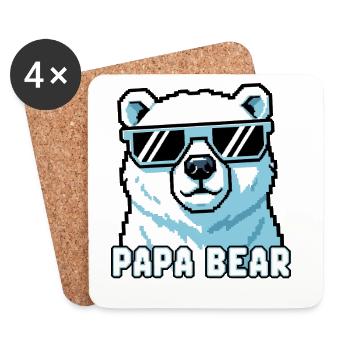 Papa Ours - Dessous de verre (lot de 4) - blanc - Devant