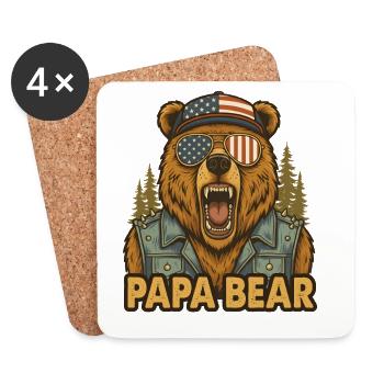 Papa Ours - Dessous de verre (lot de 4) - blanc - Devant