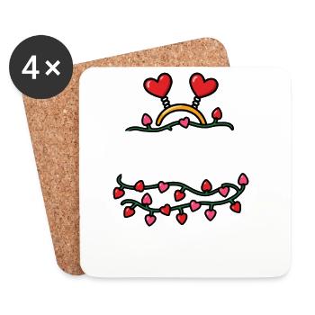 Romantische Pflichtlektüre Lustige Valentinstagsro - Untersetzer (4er-Set) - Weiß - Vorne
