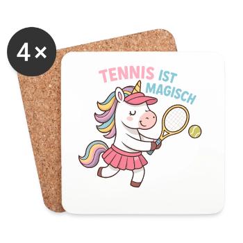 Tennis is magical, unicorn girl, magic - Coasters (set of 4) - white - Front
