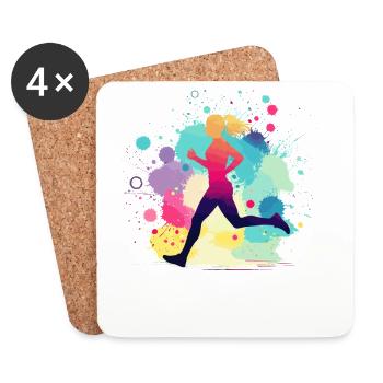 Coureur, course, marathon, jogging, jogging - Dessous de verre (lot de 4) - blanc - Devant