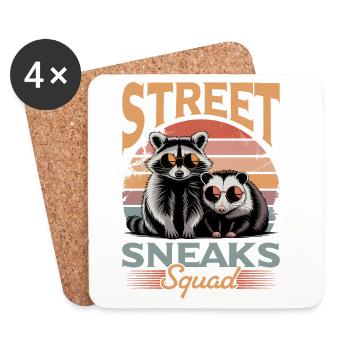 Funny Opossum and Raccoon - Untersetzer (4er-Set) - Weiß - Vorne