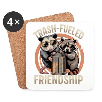 Funny Opossum and Raccoon - Untersetzer (4er-Set) - Weiß - Vorne