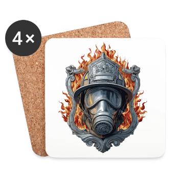 Pompiers Pompiers - Brigade de pompiers volontaires 112 - Dessous de verre (lot de 4) - blanc - Devant