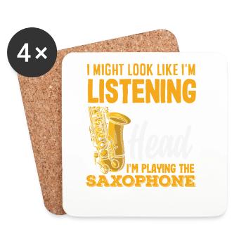 J’ai peut-être l’air d’écouter du saxophone bizarre - Dessous de verre (lot de 4) - blanc - Devant