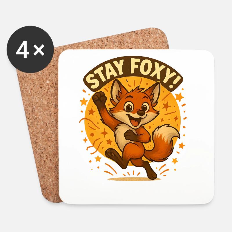 Stay Foxy Fuchs Illustration - Untersetzer (4er-Set) - Weiß