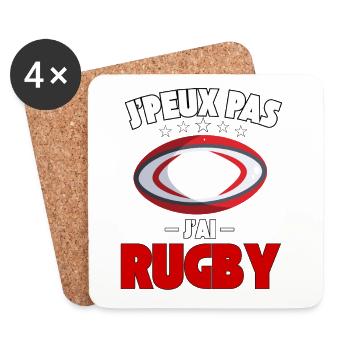 J'peux Pas J'ai Rugby Fan Supporter France Cadeau  - Dessous de verre (lot de 4) - blanc - Devant