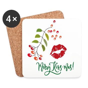 Merry Kiss-mas Christmas - Coasters (set of 4) - white - Front