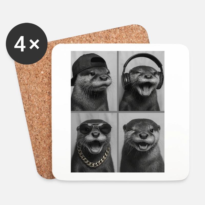 Otter - Untersetzer (4er-Set) - Weiß