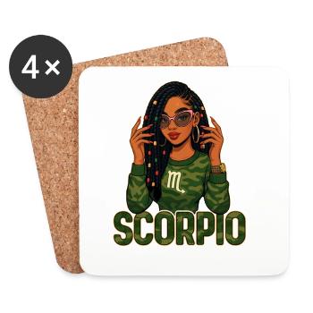 Reine Scorpion – Pouvoir zodiacal Afro Girl Loc’d - Dessous de verre (lot de 4) - blanc - Devant