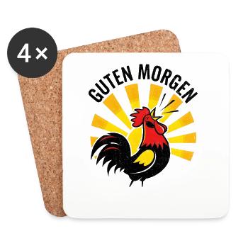 Rooster Good morning - Coasters (set of 4) - white - Front