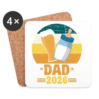 Papa 2026 Futur Papa Annonce de Bébé Futur Père - Dessous de verre (lot de 4) - blanc - Devant