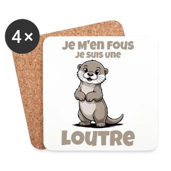 Je M'en Fous Je Suis Une Loutre Cadeau - Dessous de verre (lot de 4) - blanc - Devant
