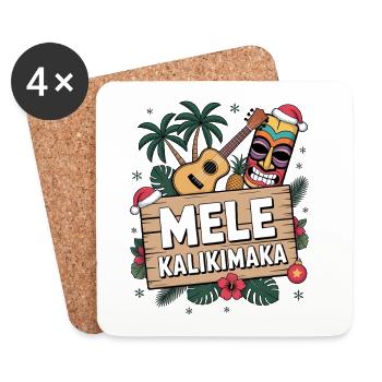 Noël Mele Kalikimaka Hawaii - Dessous de verre (lot de 4) - blanc - Devant