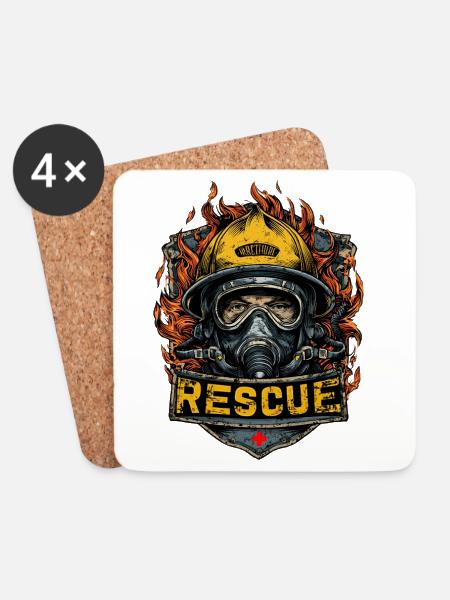 Feuerwehrmann Feuerwehr Wehr Rescue - Untersetzer (4er-Set) - Weiß