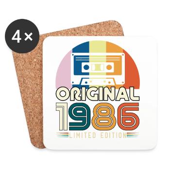 Birthday 1986 Original Vintage Gift Cassette - Coasters (set of 4) - white - Front