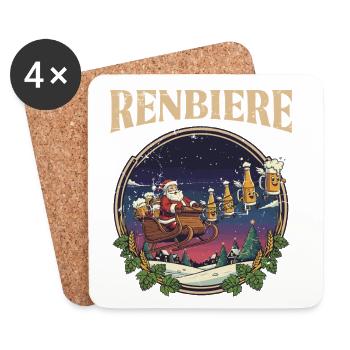 Renbier Weihnachtsbierzug Santa - Untersetzer (4er-Set) - Weiß - Vorne
