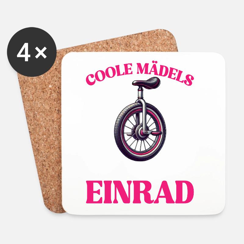 Coole Mädels Fahren Einrad - Untersetzer (4er-Set) - Weiß
