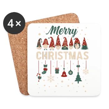 Joyeux Noël Guirlande de Nains - Dessous de verre (lot de 4) - blanc - Devant