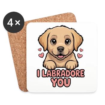 Ich Labrador Du süßer Labrador-Cartoon - Untersetzer (4er-Set) - Weiß - Vorne