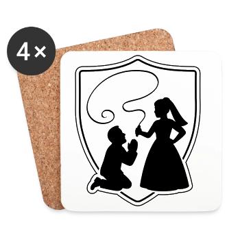 Silhouette du couple marié et marié - Dessous de verre (lot de 4) - blanc - Devant