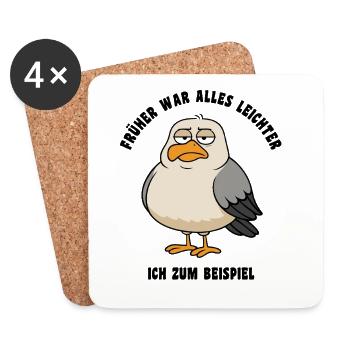 Früher war alles leichter - Möwe Spruch - Untersetzer (4er-Set) - Weiß - Vorne