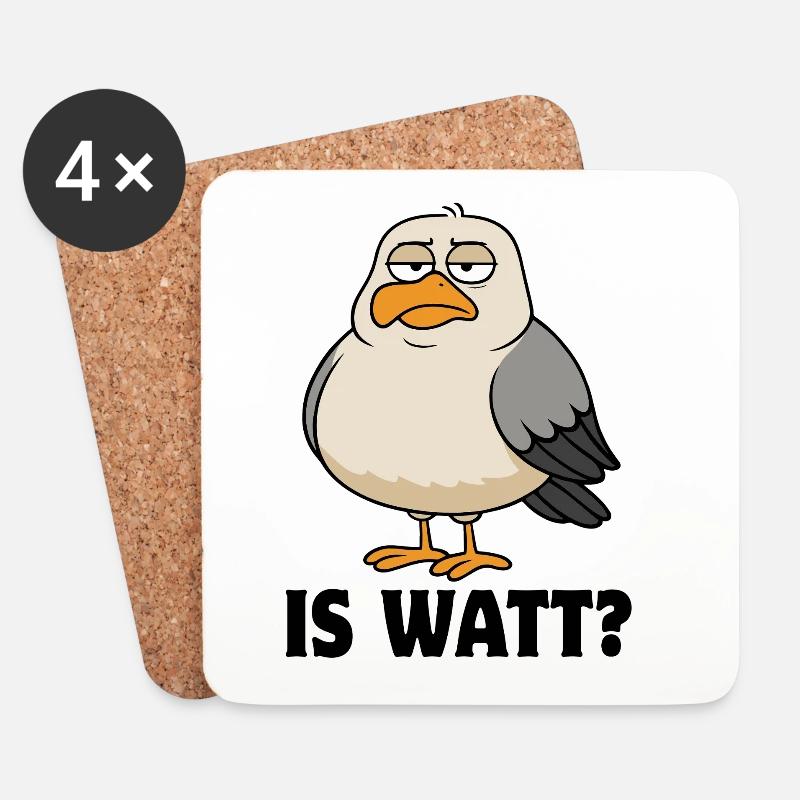 Möwe - Is Watt? - Nordsee - Geschenk - Untersetzer (4er-Set) - Weiß