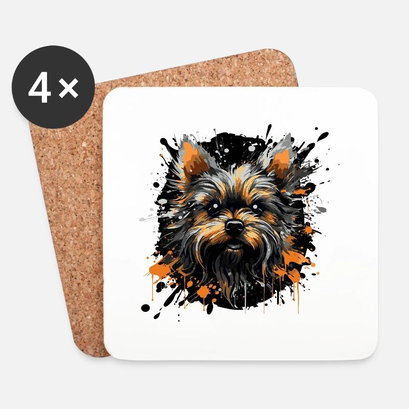 Yorkshire Terrier Splatter - Untersetzer (4er-Set) - Weiß