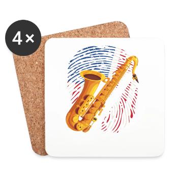 Saxophoniste américain Saxophoniste - Dessous de verre (lot de 4) - blanc - Devant