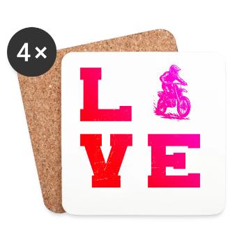 Attention motocross fans, simple statement - Coasters (set of 4) - white - Front