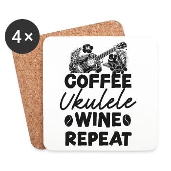 Hawaiian Ukulele Uke Coffee Wine - Untersetzer (4er-Set) - Weiß - Vorne