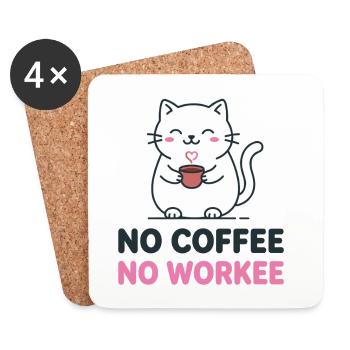 Pas de café, pas de travail. - Dessous de verre (lot de 4) - blanc - Devant