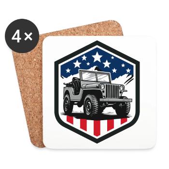 Willys-Overland-Jeep-USA - Untersetzer (4er-Set) - Weiß - Vorne